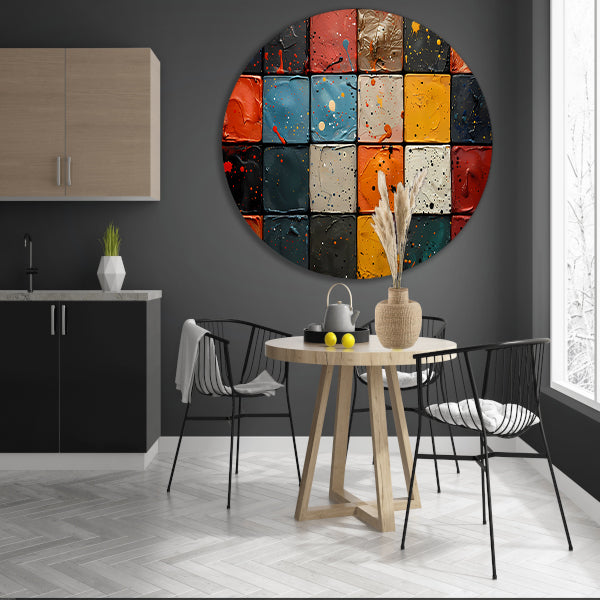 Minimalistisch kleurensymfonie aluminium muurcirkel