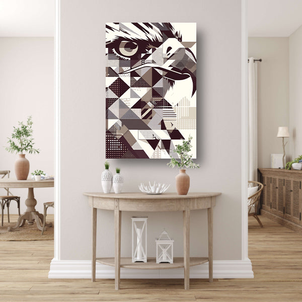 Abstract Geometrische Adelaar in Zwart-Wit canvas met baklijst