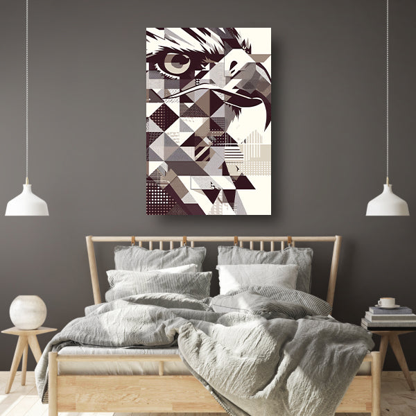 Abstract Geometrische Adelaar in Zwart-Wit canvas met baklijst