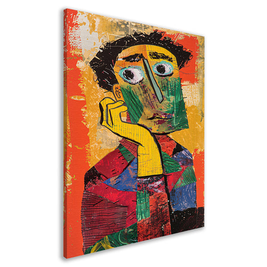 Abstract Portret in levendige Kleuren canvas
