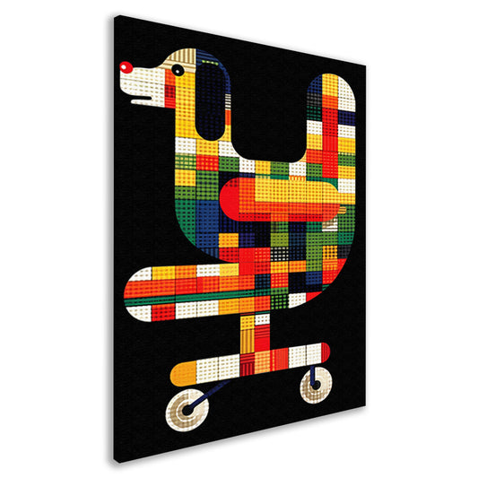 Abstract hond in Kleurrijk bureaustoel canvas