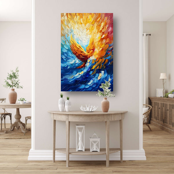 Kleurrijk abstract schilderij van vliegende adelaar poster