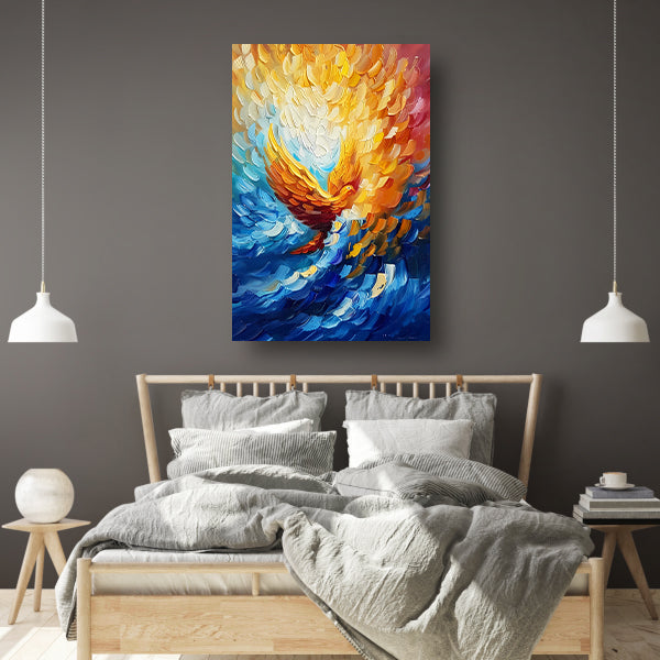Kleurrijk abstract schilderij van vliegende adelaar poster