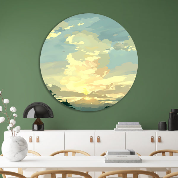 Minimalistisch Berglandschap bij Zonsopgang forex muurcirkel