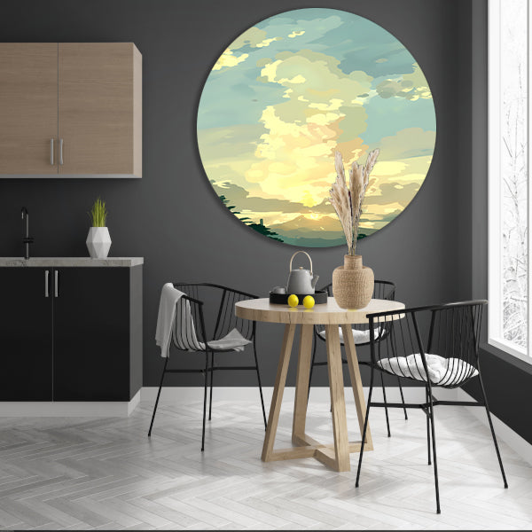 Minimalistisch Berglandschap bij Zonsopgang forex muurcirkel