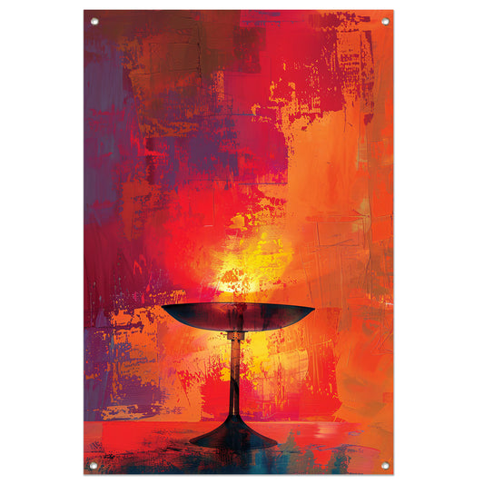 Abstract schaal met levendige kleuren tuinposter