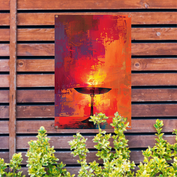 Abstract schaal met levendige kleuren tuinposter