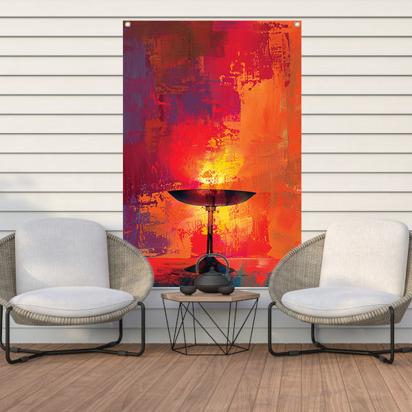 Abstract schaal met levendige kleuren tuinposter
