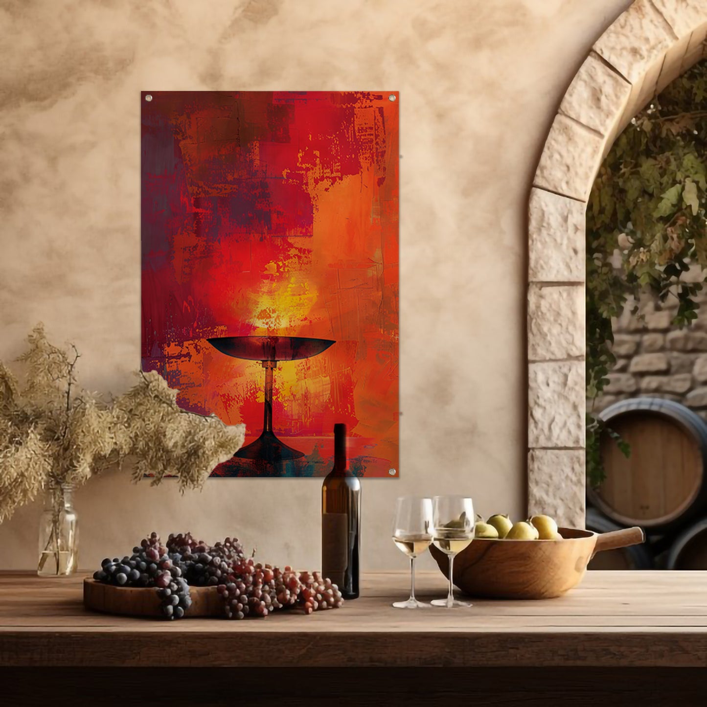 Abstract schaal met levendige kleuren tuinposter
