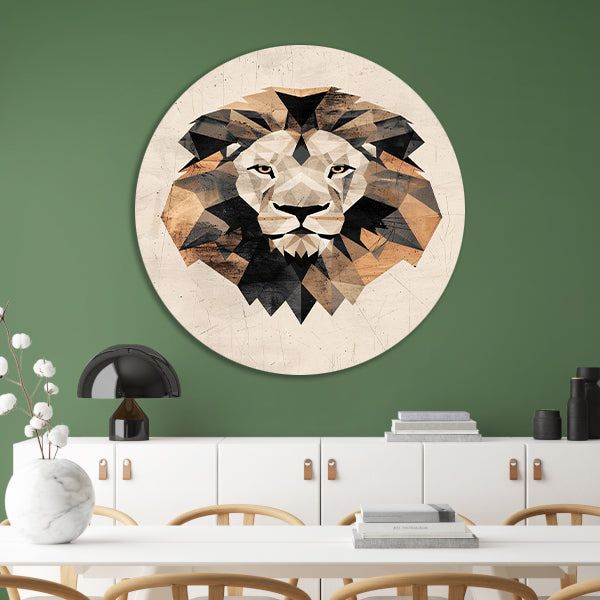 Abstracte Leeuw in Geometrische Art Deco Stijl forex muurcirkel