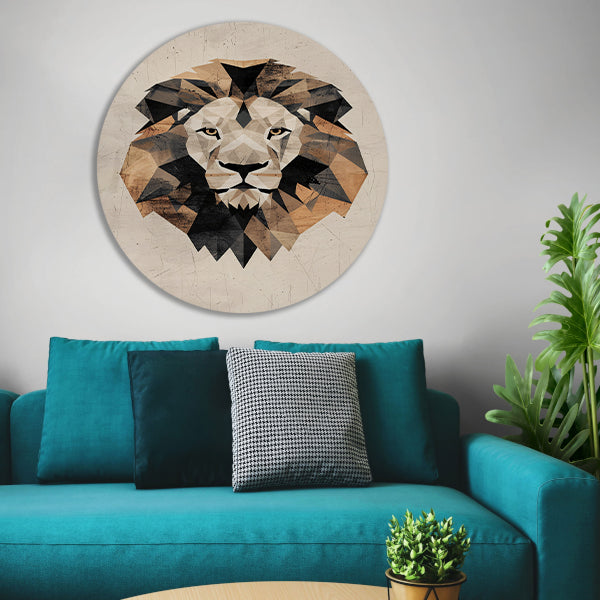 Abstracte Leeuw in Geometrische Art Deco Stijl forex muurcirkel