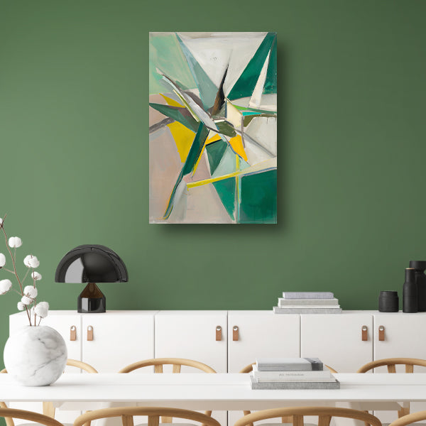 Abstract met Groene en Gele Verf canvas