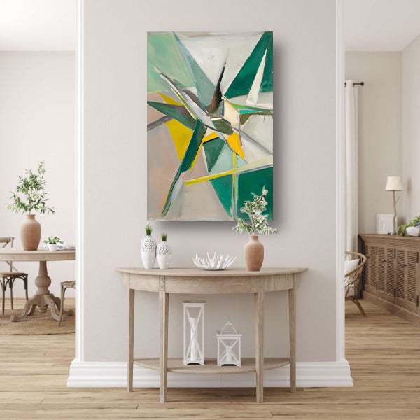 Abstract met Groene en Gele Verf poster