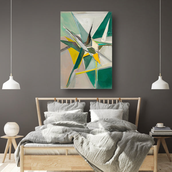 Abstract met Groene en Gele Verf canvas