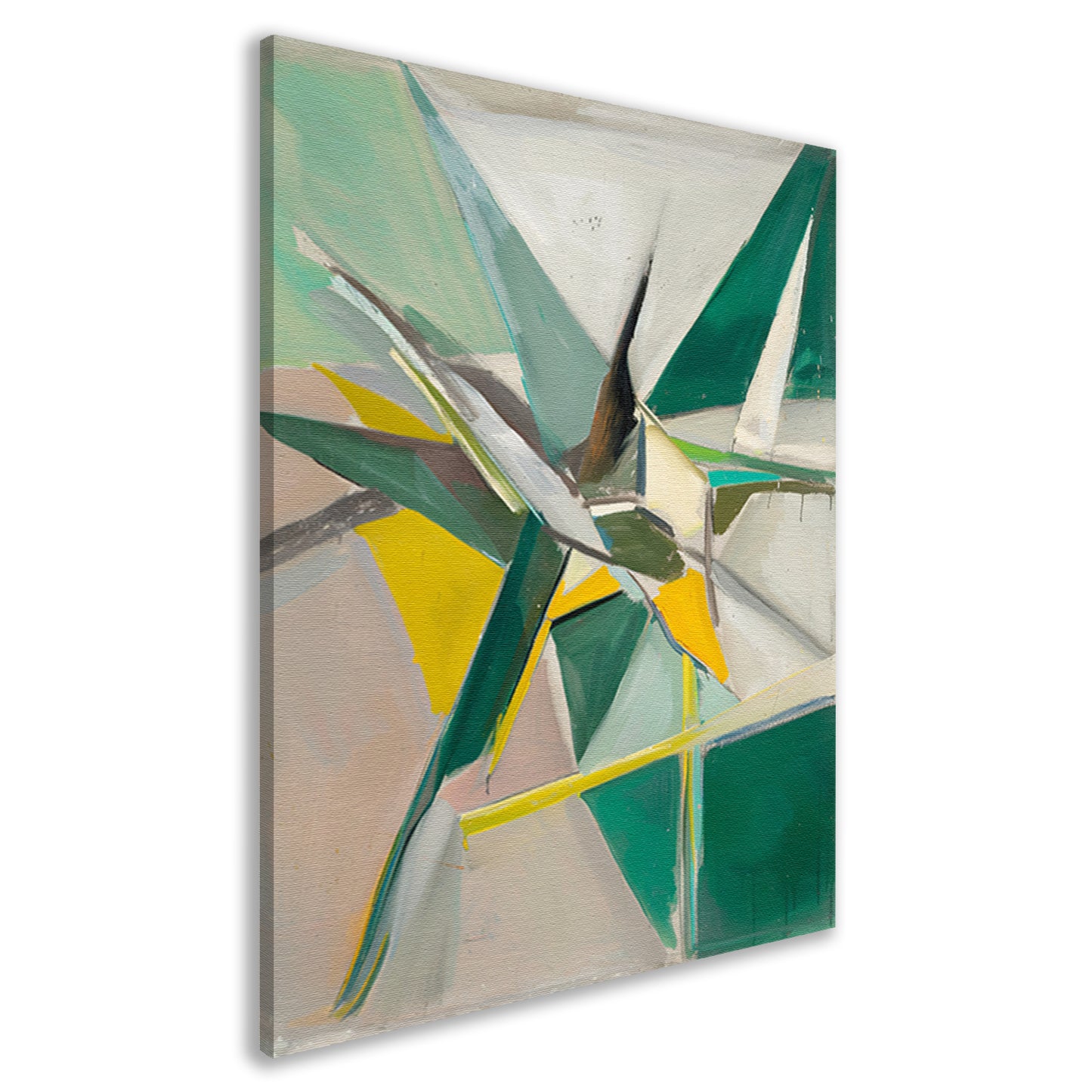 Abstract met Groene en Gele Verf canvas