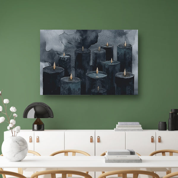 Sereen schilderij van kaarsen met vlammen poster