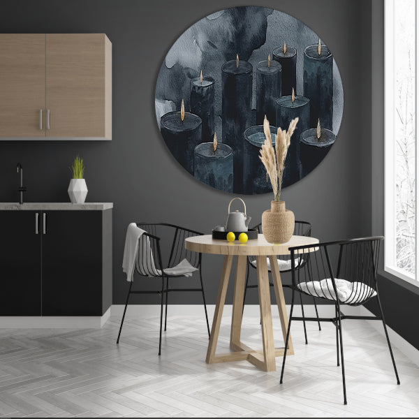 Sereen schilderij van kaarsen met vlammen aluminium muurcirkel