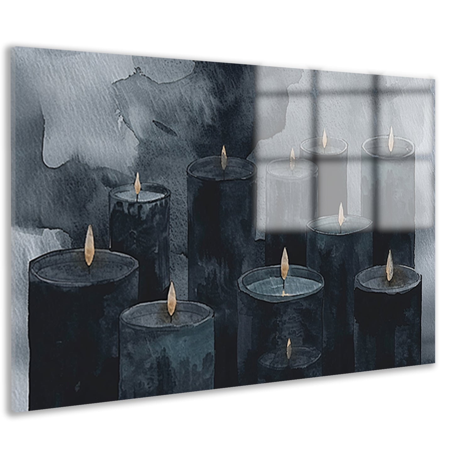 Sereen schilderij van kaarsen met vlammen acrylglas