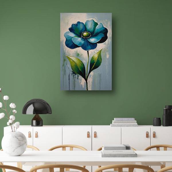 Impressionistische Blauwe Bloem op Canvas canvas
