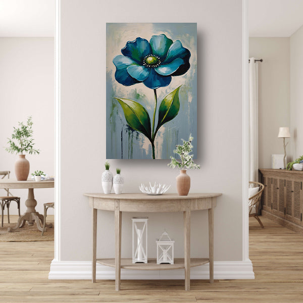 Impressionistische Blauwe Bloem op Canvas canvas