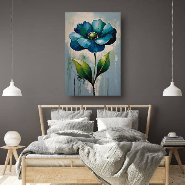 Impressionistische Blauwe Bloem op Canvas canvas