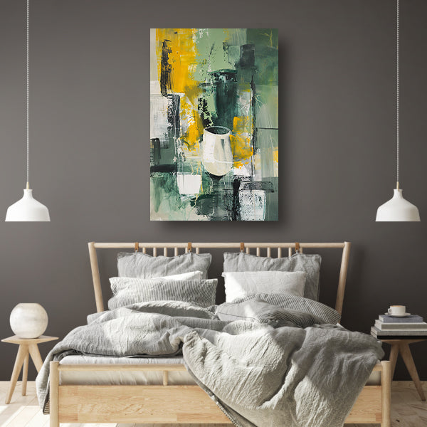 Modern abstract schilderij met glas canvas