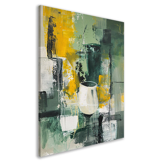 Modern abstract schilderij met glas canvas