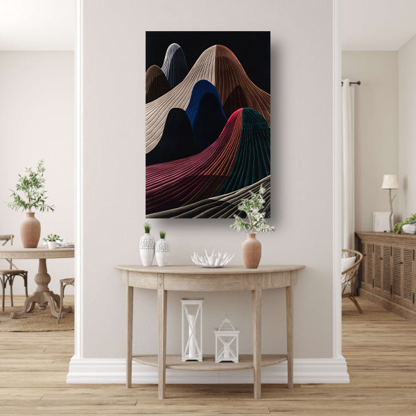Kleurrijke abstracte bergen met schaduw poster