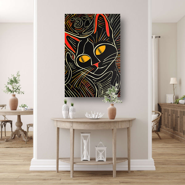 Kleurrijke lijntekening van een kat acrylglas