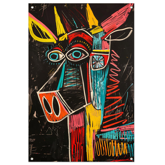 Abstract Stier in Felle Kleuren tuinposter