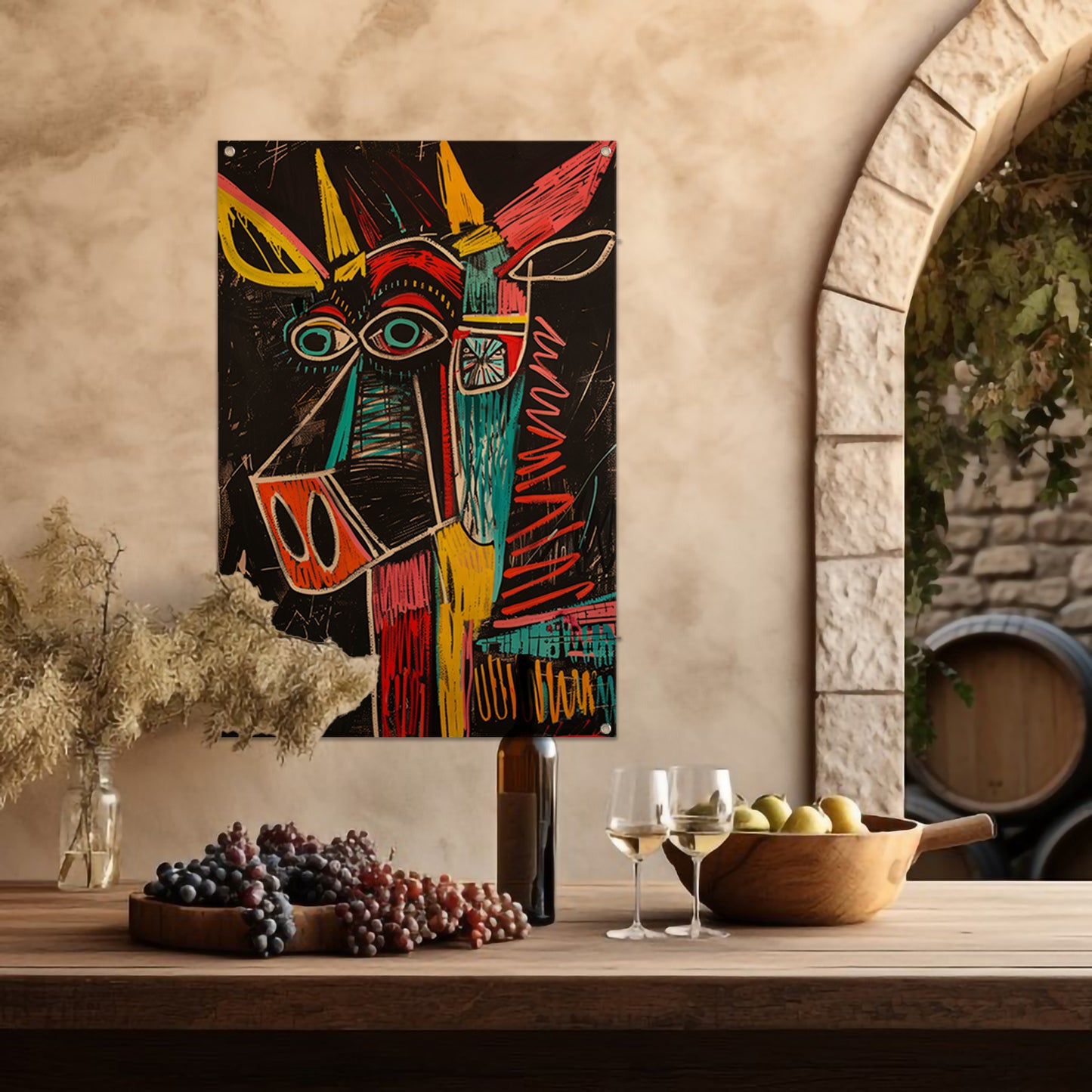 Abstract Stier in Felle Kleuren tuinposter