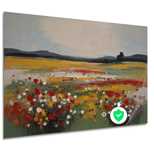Impressionistisch Bloemenveld bij Zomerzonsondergang poster