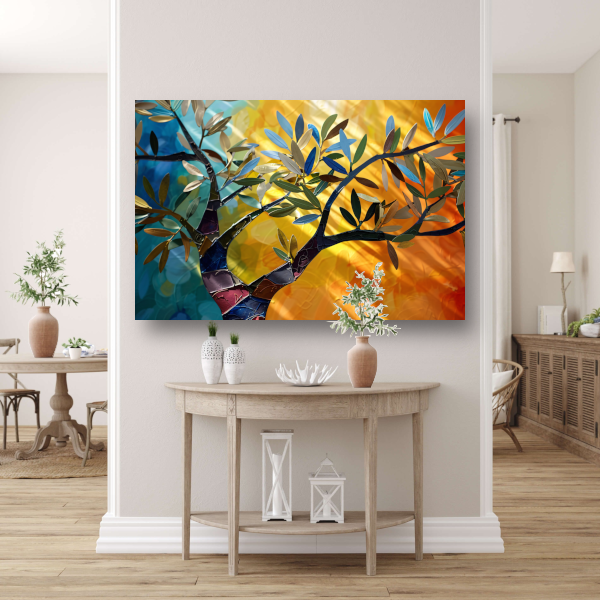Abstracte kleurrijke boom canvas
