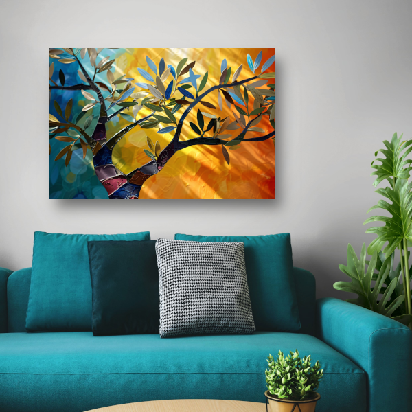Abstracte kleurrijke boom canvas