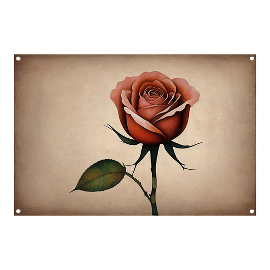 Elegante Solitaire Vintage Roos Illustratie tuinposter