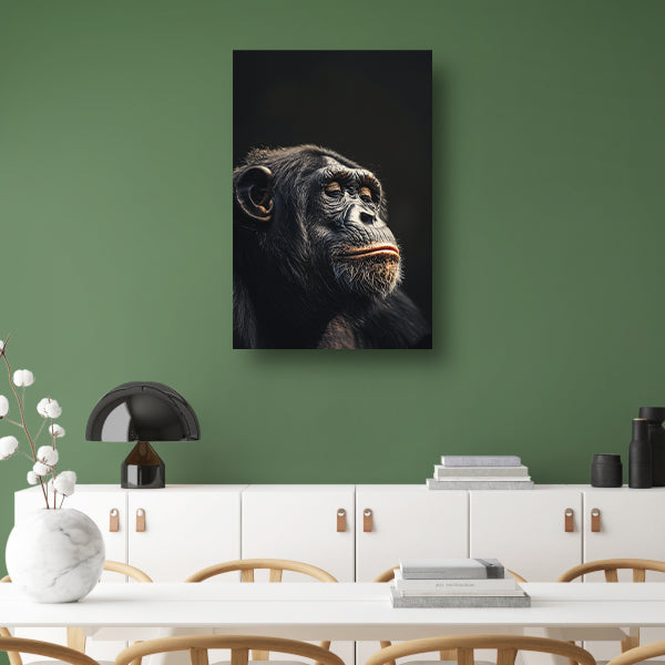 Indringende blik van een wijze chimpansee canvas