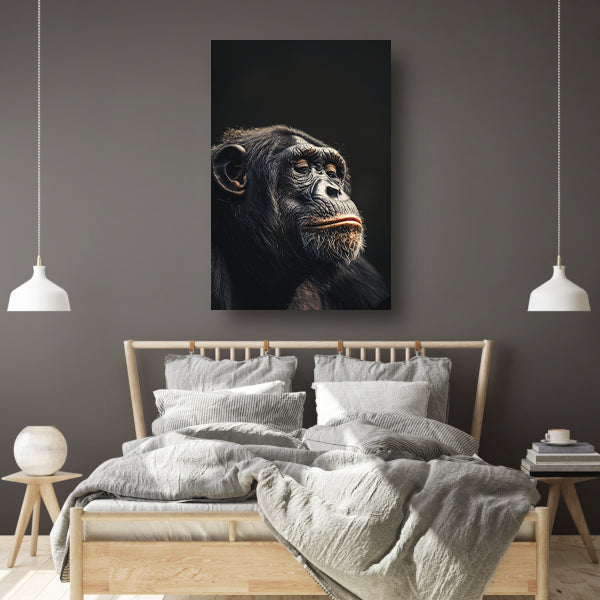 Indringende blik van een wijze chimpansee canvas