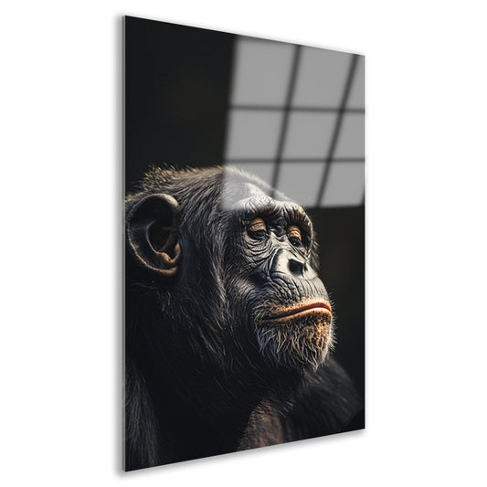 Indringende blik van een wijze chimpansee   acrylglas