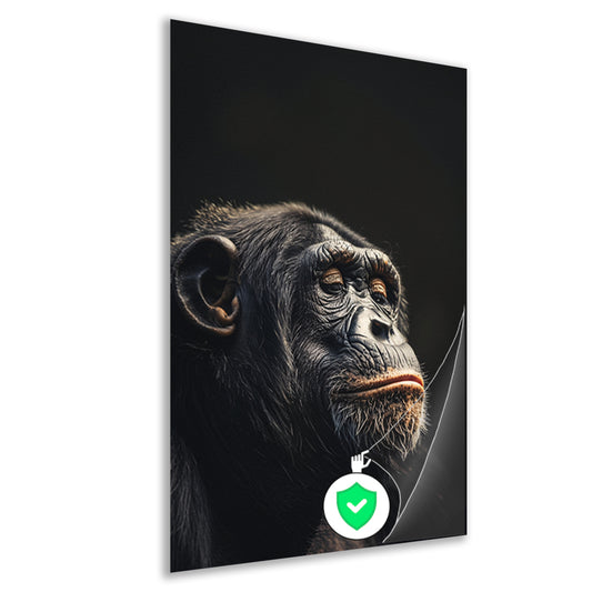 Indringende blik van een wijze chimpansee   poster