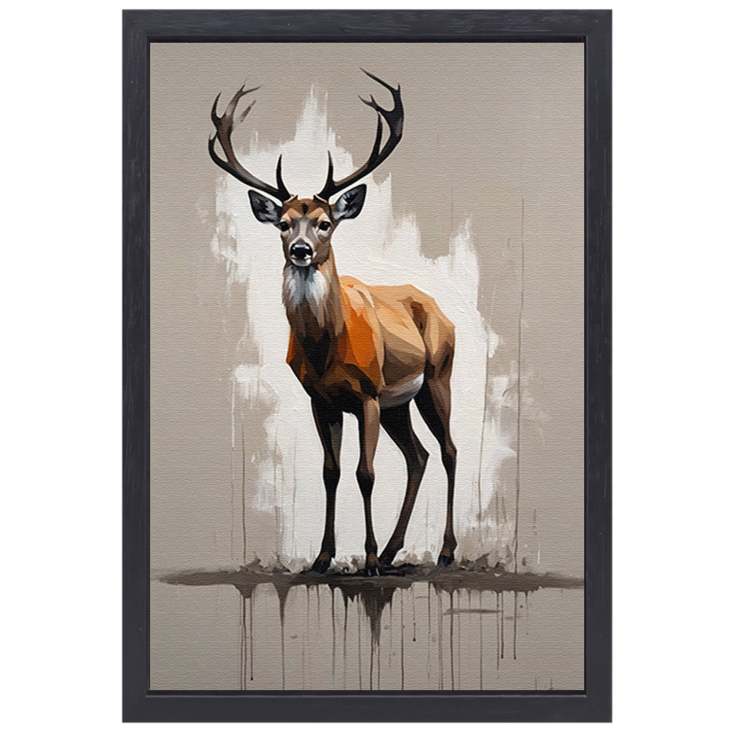 Abstract Hert in Moderne Drip Schilderstijl canvas met baklijst