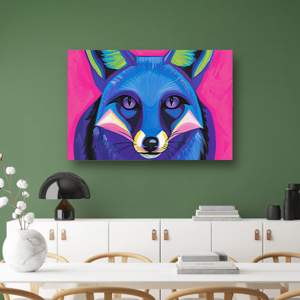 Kleurrijk abstract schilderij van een vos canvas met baklijst