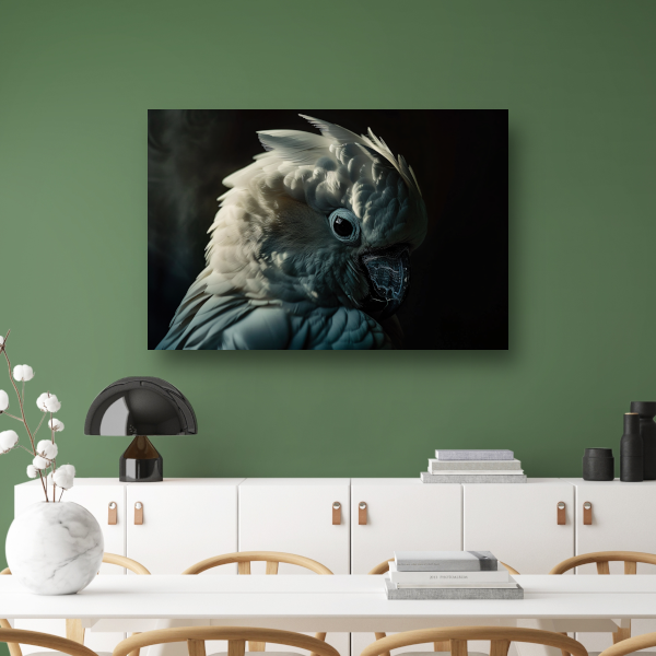 Close-up van een Witte Kaketoe canvas met baklijst