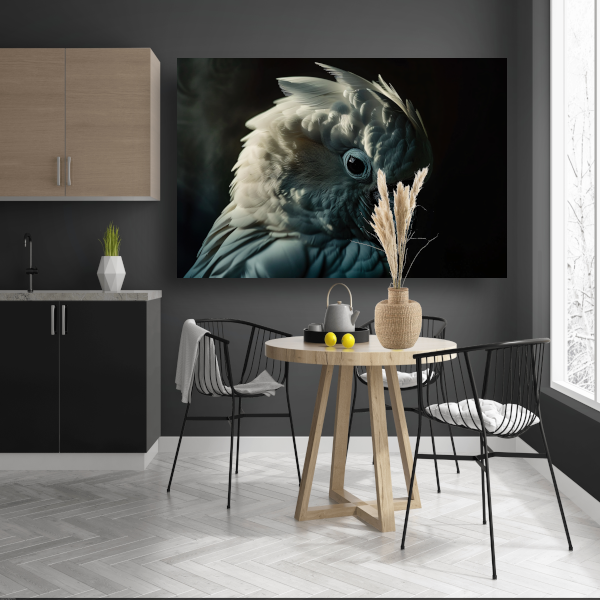 Close-up van een Witte Kaketoe canvas met baklijst