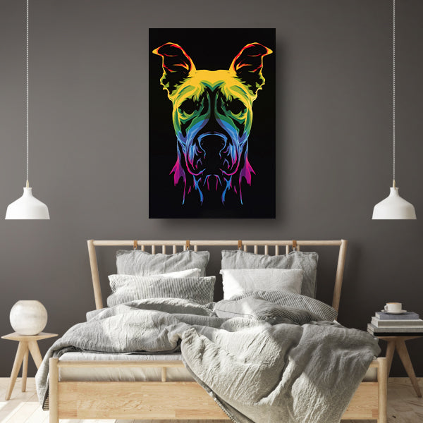 Psychedelische kleurrijke afbeelding van een hond canvas