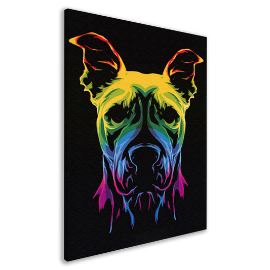 Psychedelische kleurrijke afbeelding van een hond canvas