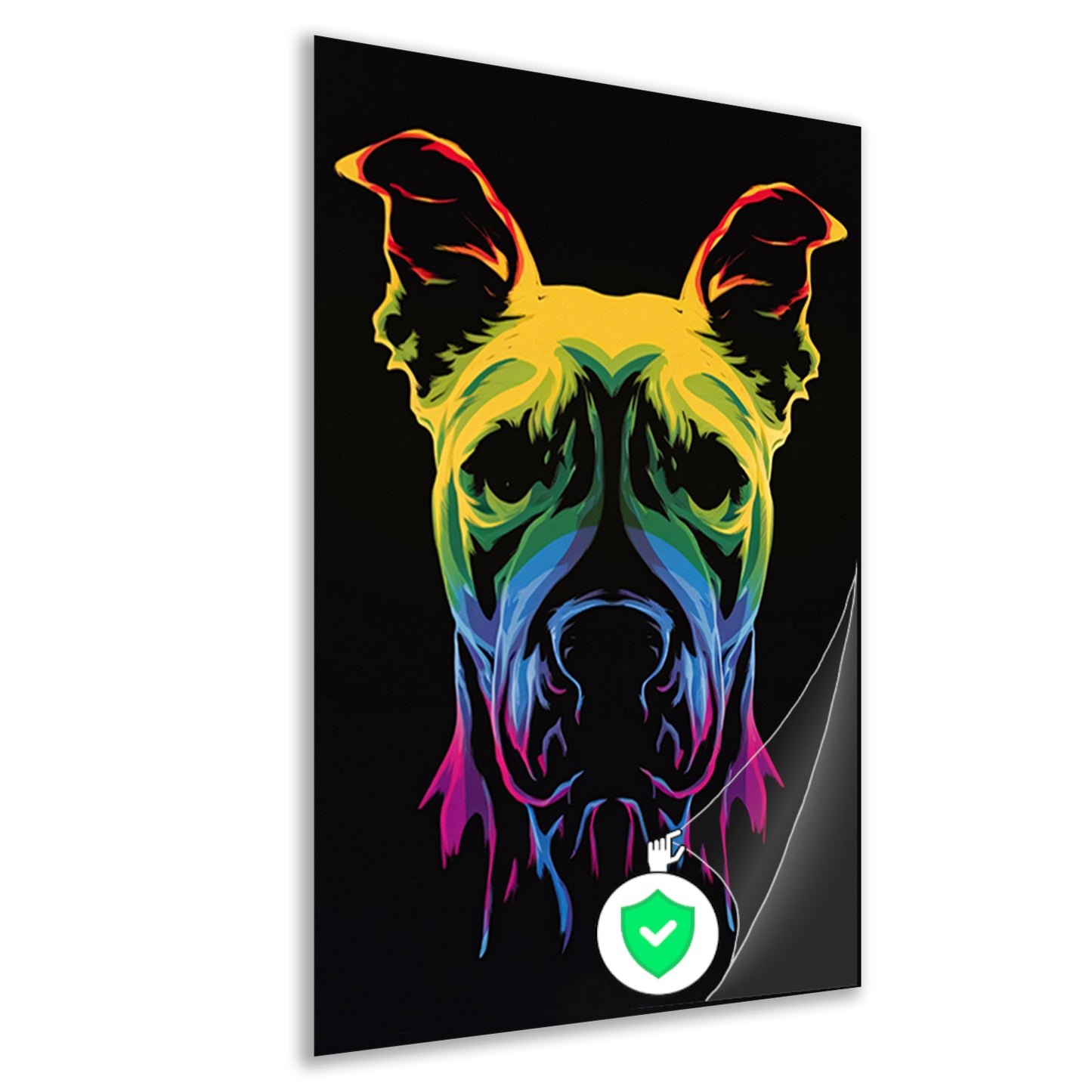 Psychedelische kleurrijke afbeelding van een hond poster