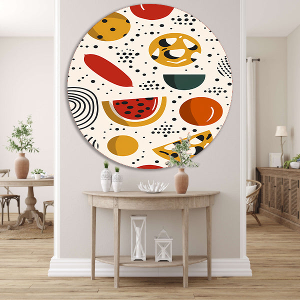 Kleurrijk Popart Fruitontwerp aluminium muurcirkel