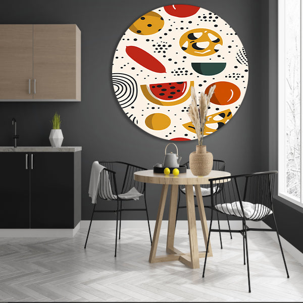 Kleurrijk Popart Fruitontwerp aluminium muurcirkel