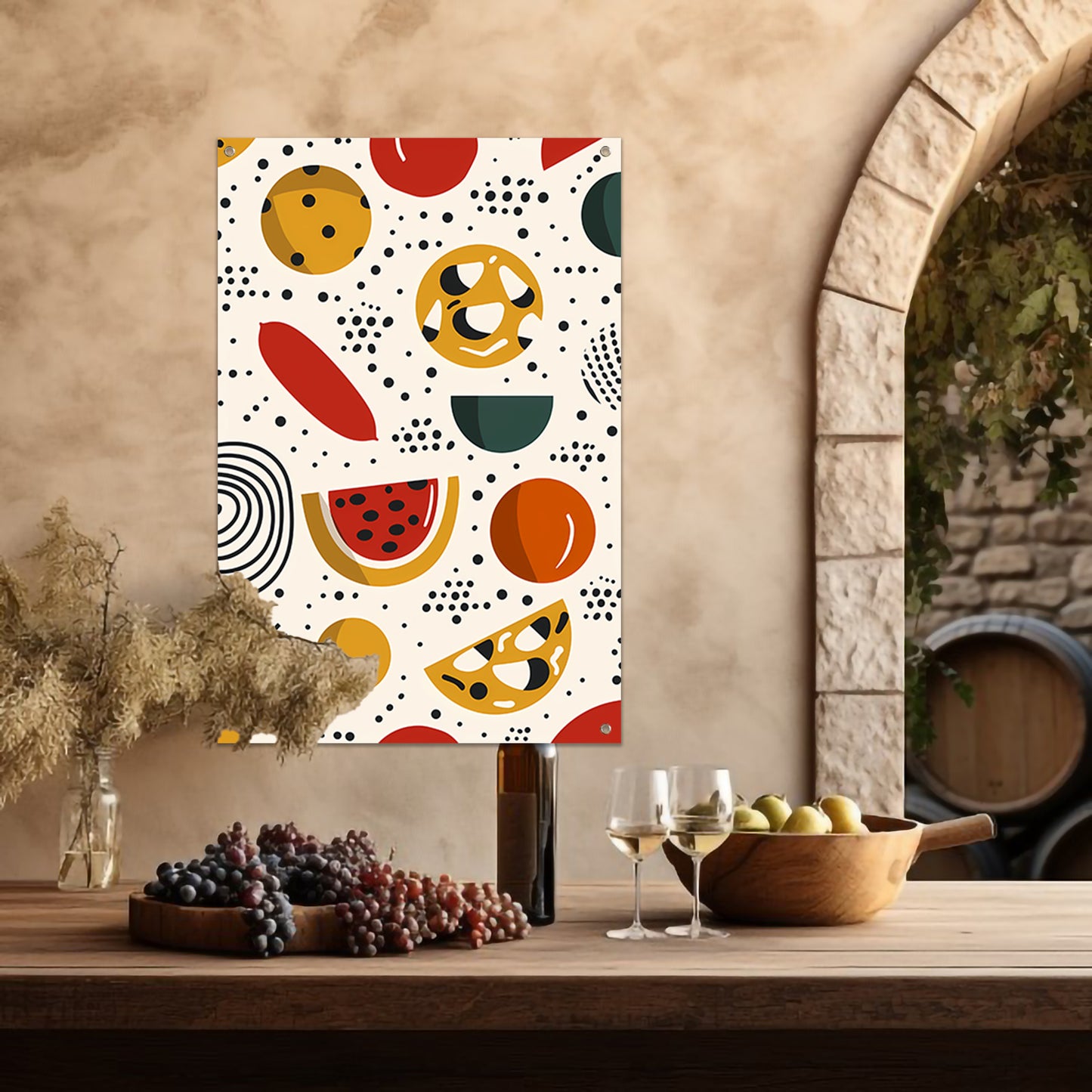 Kleurrijk Popart Fruitontwerp tuinposter
