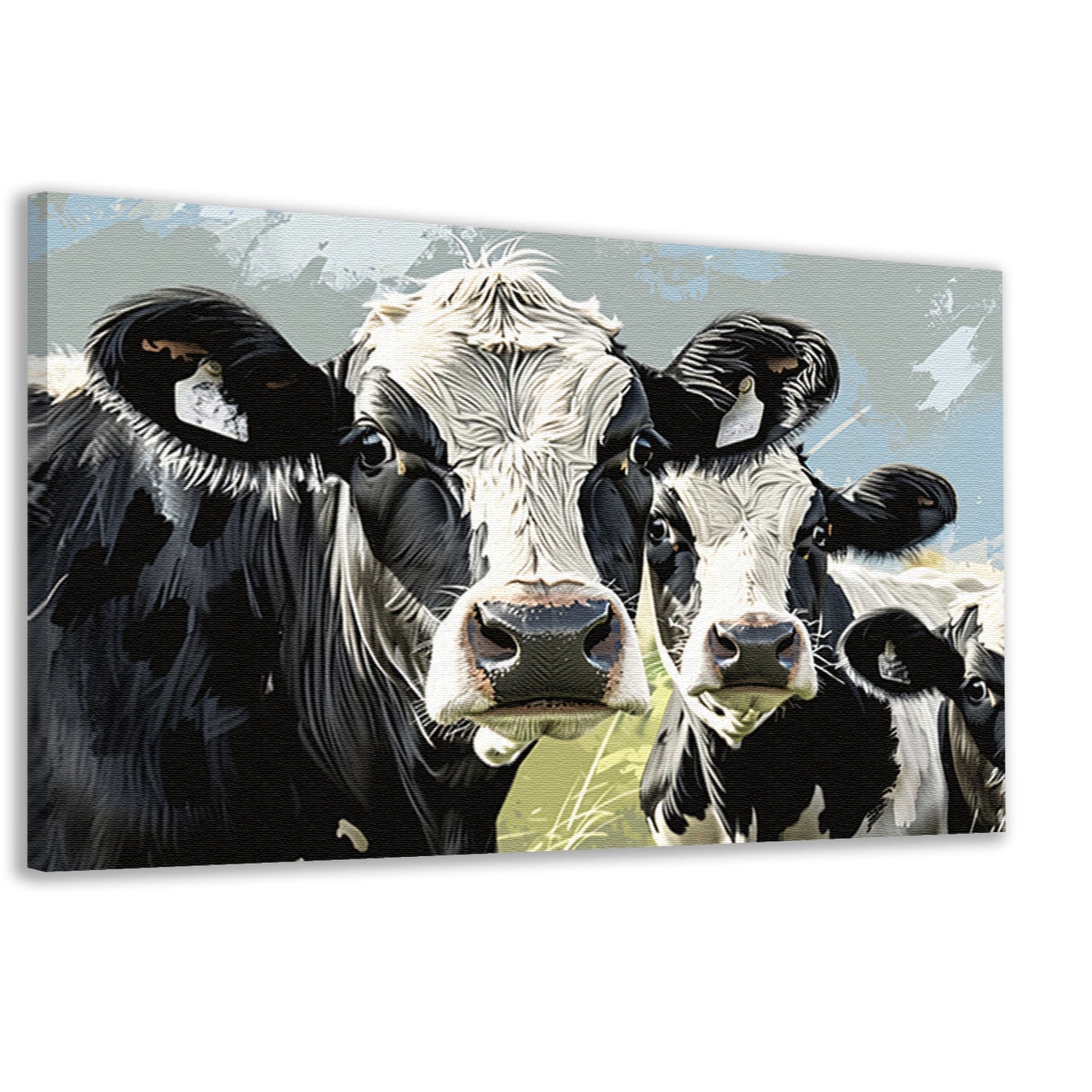 Realistische close-up van nieuwsgierige koeien canvas